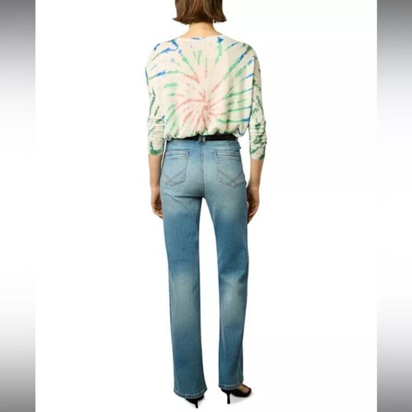 GERARD DAREL SIZE 2 100% linen Lance Tie‎ Dyed Top sweater v-neck - Picture 3 of 7